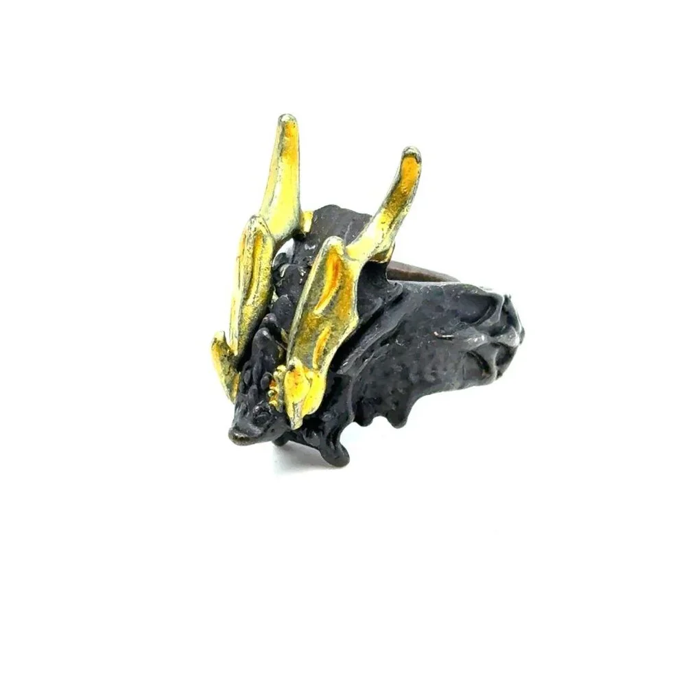 Black Band‎ Yellow Accent Dragon Ring
